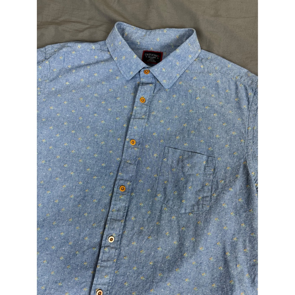 UNTUCKit Miramonte Slim Fit Blue Floral Print Short Sleeve Shirt XXL 40126 Mens